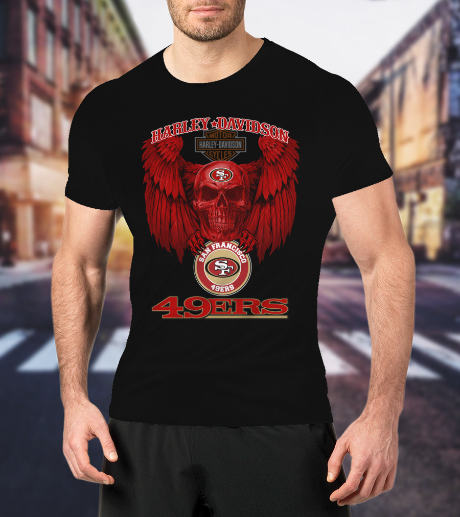Harley Davidson San Francisco 49ers Skull Wings 49ers T-Shirt
