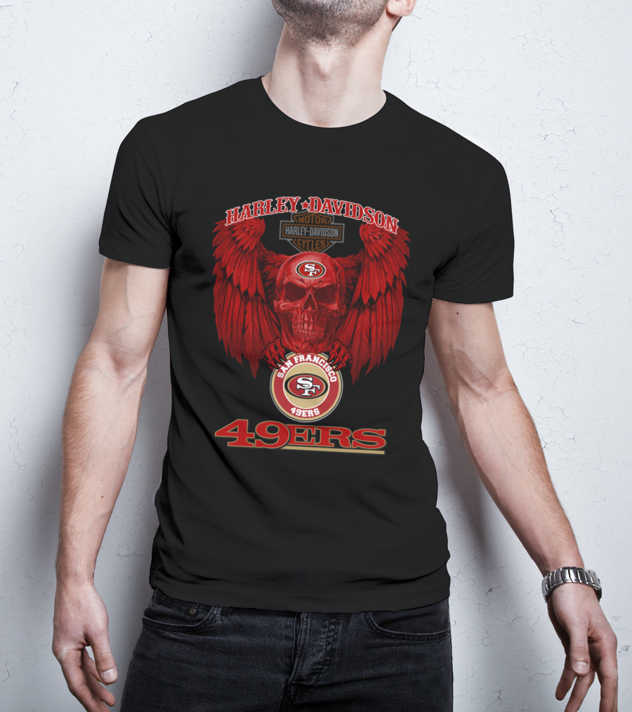 Harley Davidson San Francisco 49ers Skull Wings 49ers T-Shirt