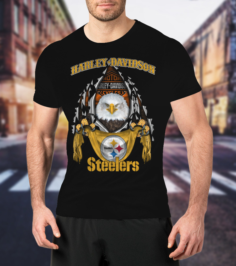 Harley Davidson Motorcycles Steelers Eagle T-Shirt