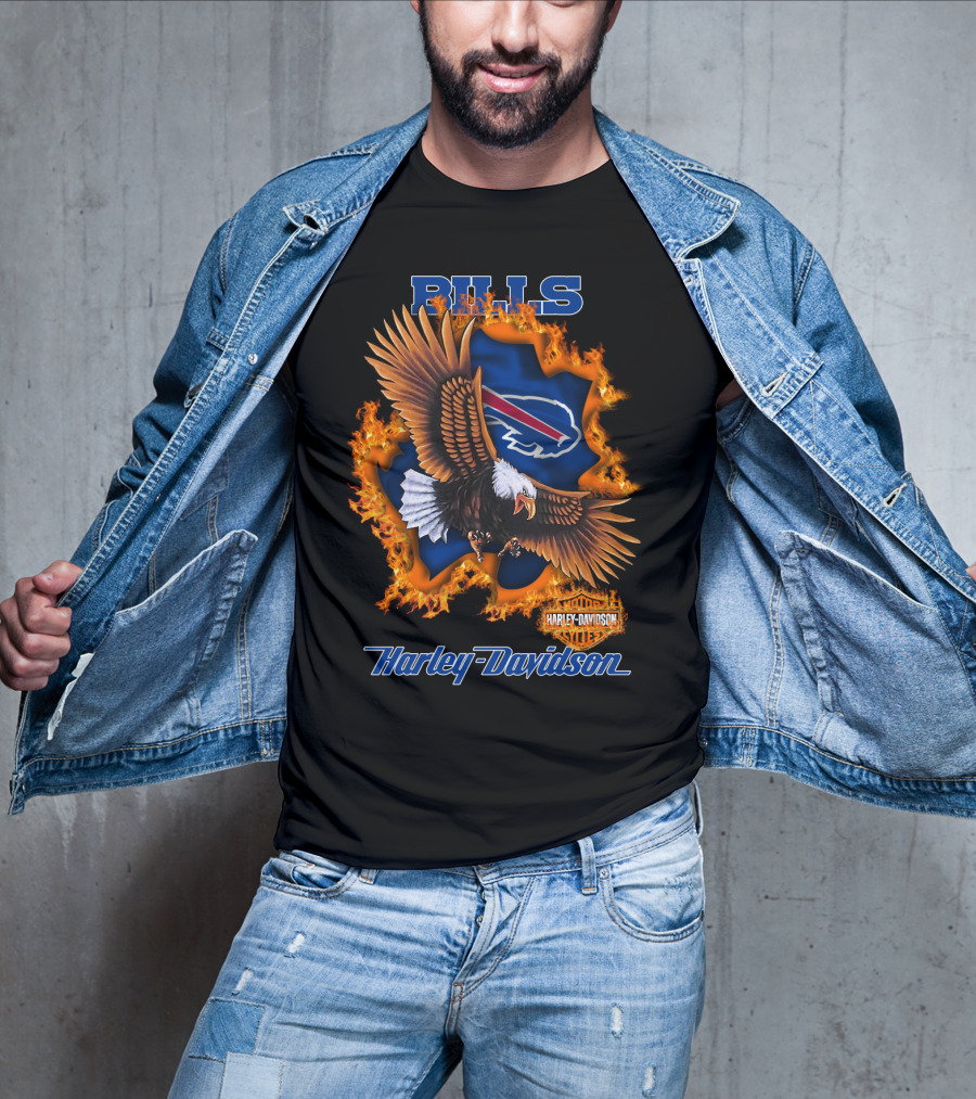 Bills Harley Davidson Buffalo Bills Eagle Flames T-Shirt