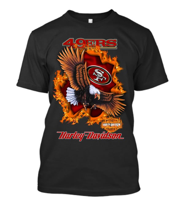 49ers Sf Harley Davidson Eagle Flame T-Shirt
