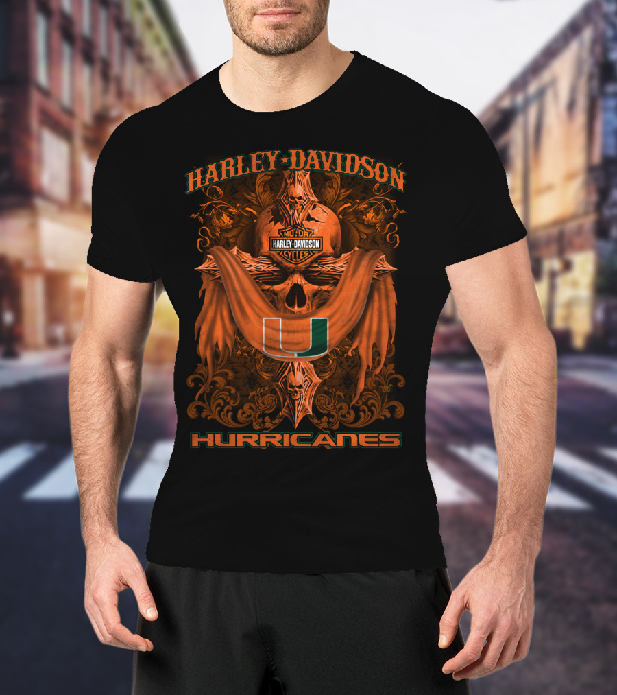 Harley Davidson Miami Hurricanes Ncaa Motorcycles U T-Shirt