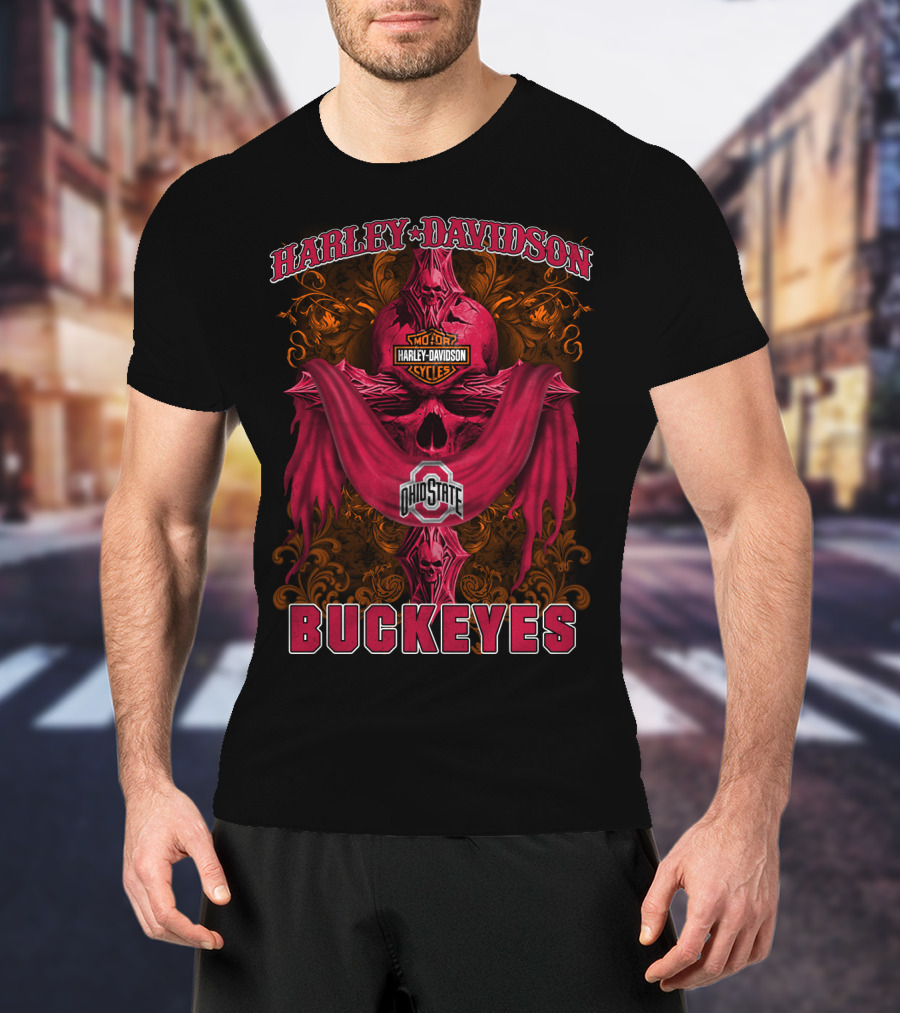 Harley Davidson Ohio State Buckeyes Motorcycles 84 Ncaa T-Shirt