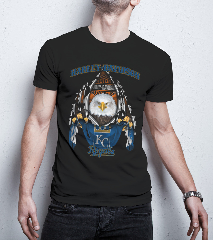 Harley Davidson Kc Royals Bald Eagle Motorcycles T-Shirt