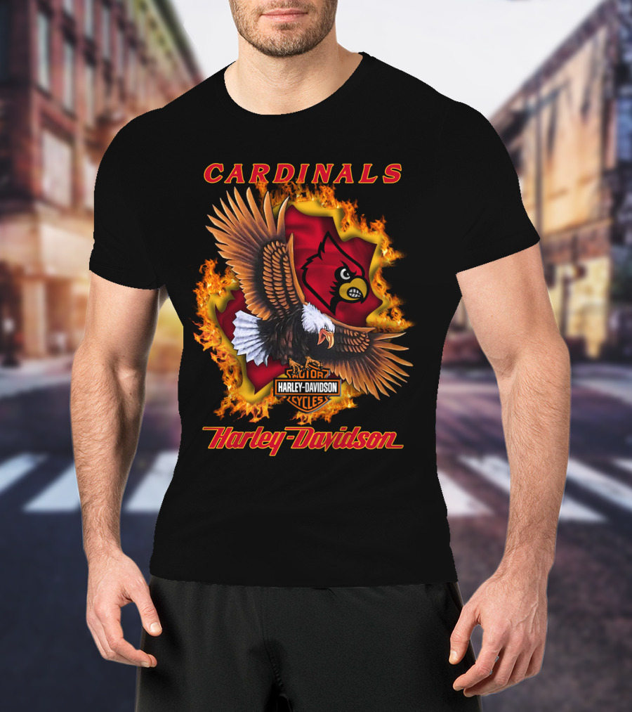 Cardinals Harley Davidson Cycles Eagle Flame T-Shirt