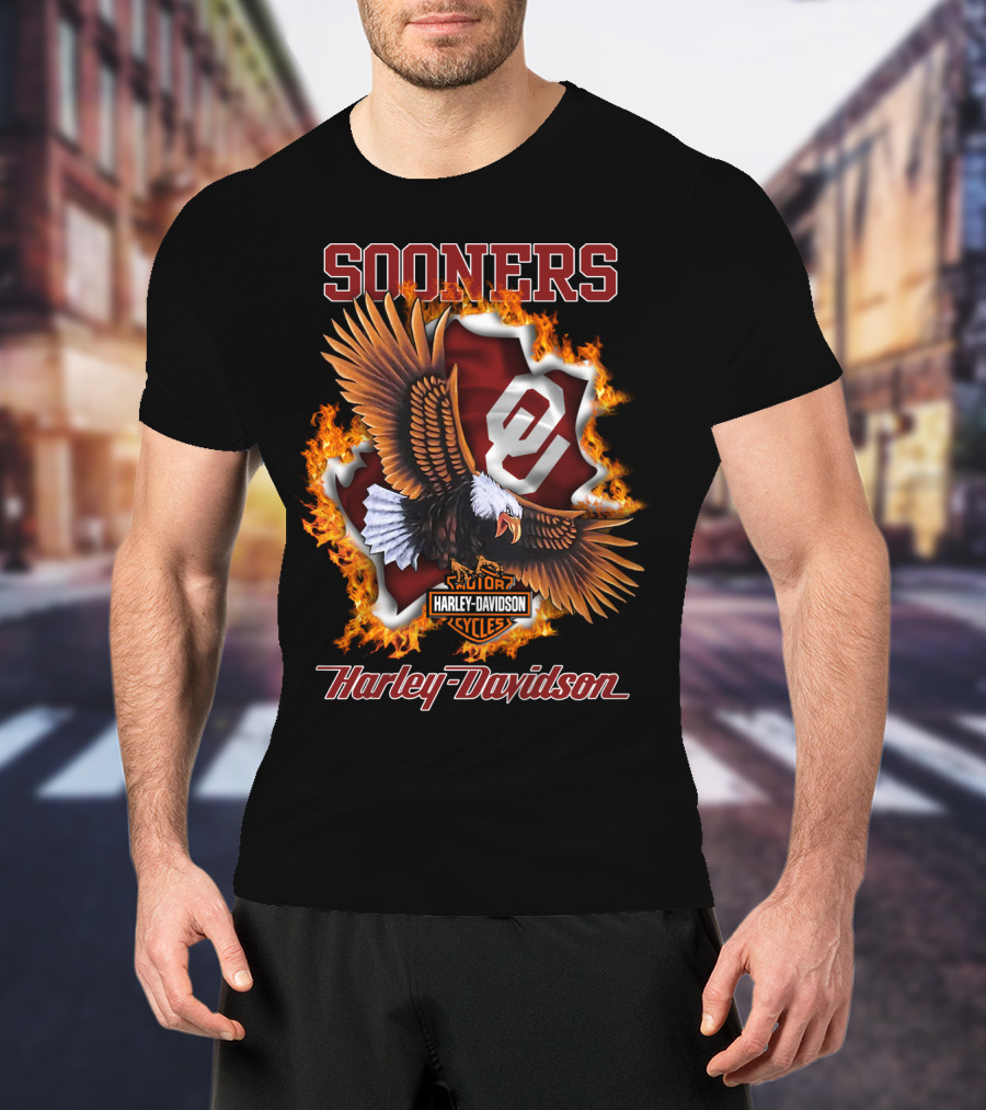 Sooners Harley Davidson Cycles Eagle Oklahoma T-Shirt