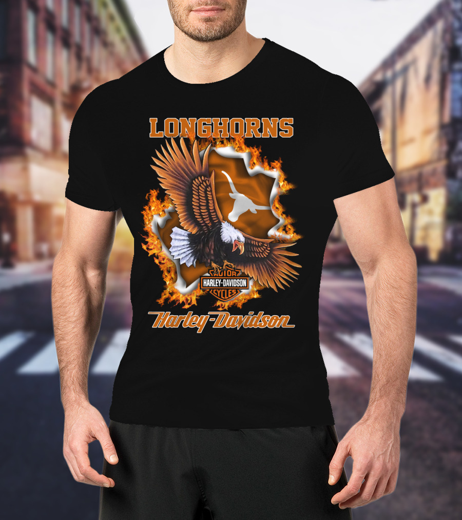 Longhorns Harley Davidson Ncaa Texas Longhorns Eagle T-Shirt