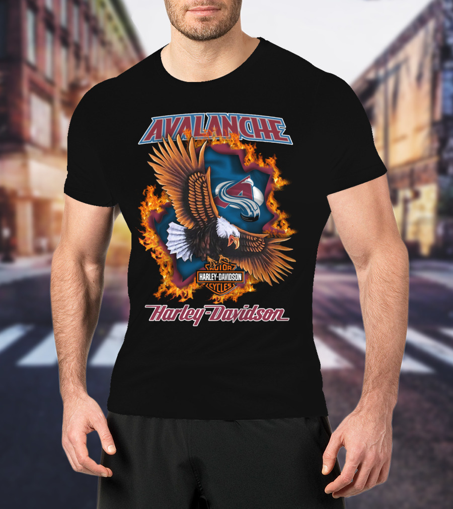 Avalanche Colorado Harley Davidson Nhl Eagle Flames T-Shirt