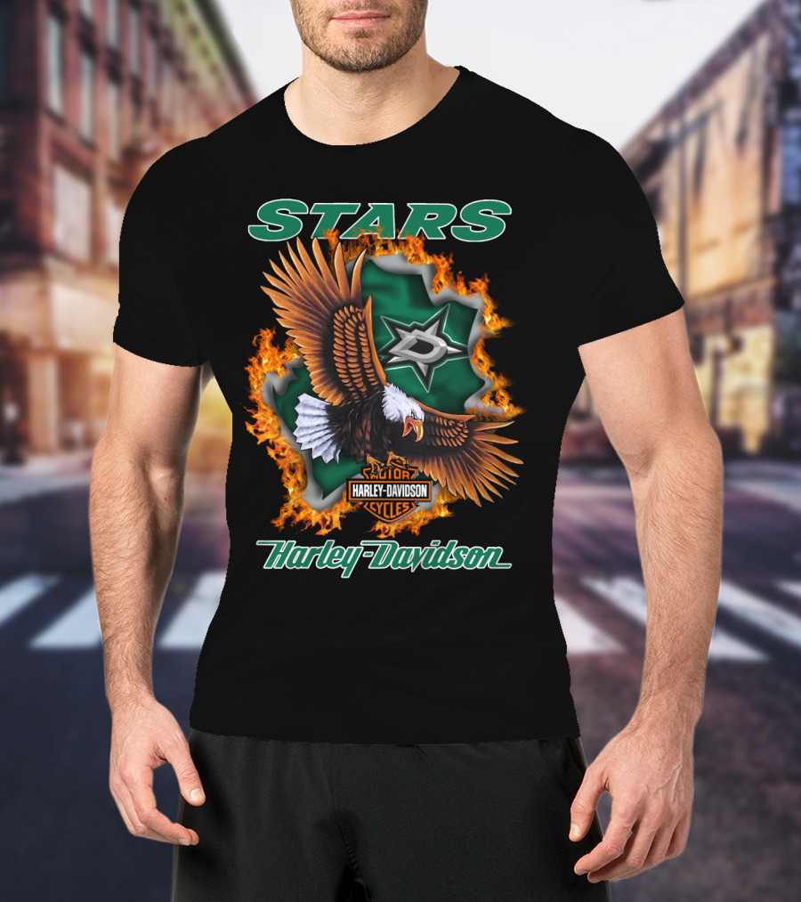 Hd.nhl.1204 Dallas Stars Harley Davidson Cycles Stars T-Shirt