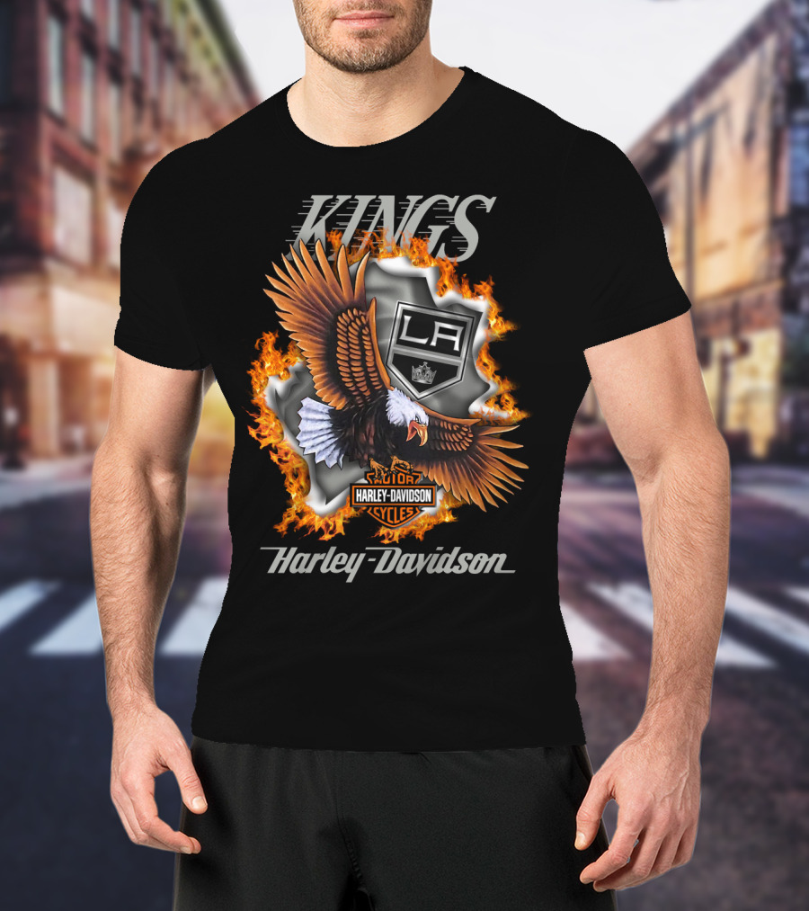 Harley Davidson Los Angeles Kings Nhl Eagle Flame T-Shirt