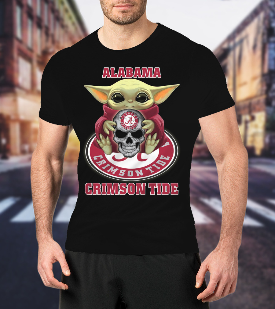 Alabama Crimson Tide Yd1404 Baby Alien Holding Skull T-Shirt