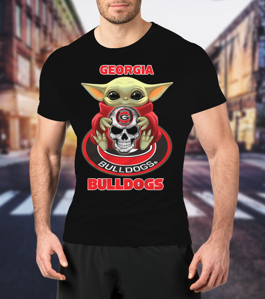 Georgia Bulldogs Baby Alien Holding Skull T-Shirt