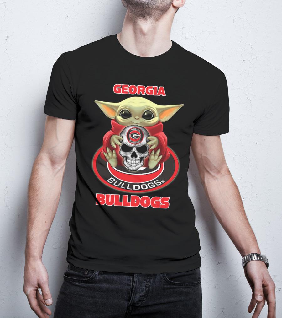 Georgia Bulldogs Baby Alien Holding Skull T-Shirt