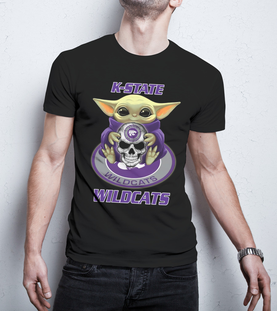 K-State Wildcats Baby Yoda Skull Yd1404 Kansas State Wildcats T-Shirt