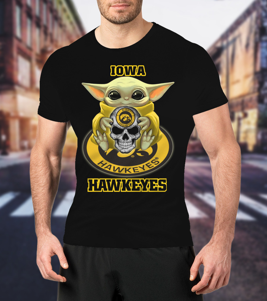 Iowa Hawkeyes Yd1404 Baby Alien With Skull T-Shirt