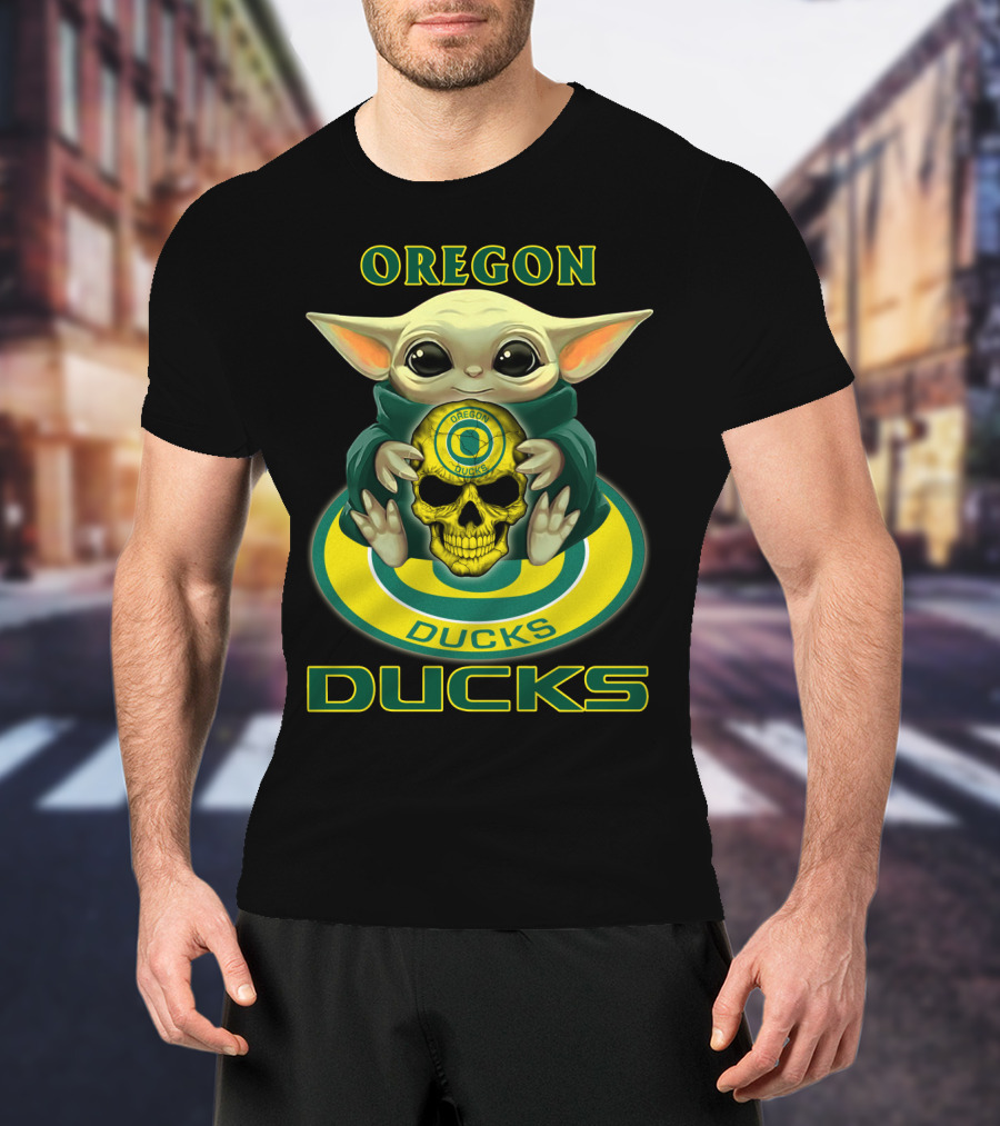 Oregon Ducks Baby Alien Holding Skull T-Shirt