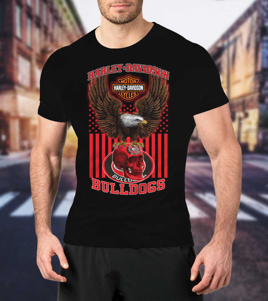 Harley Davidson Motor Cycles Bulldogs Georgia T-Shirt