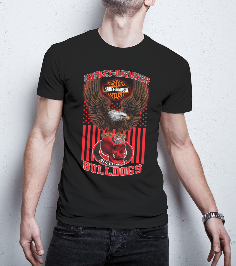 Harley Davidson Motor Cycles Bulldogs Georgia T-Shirt