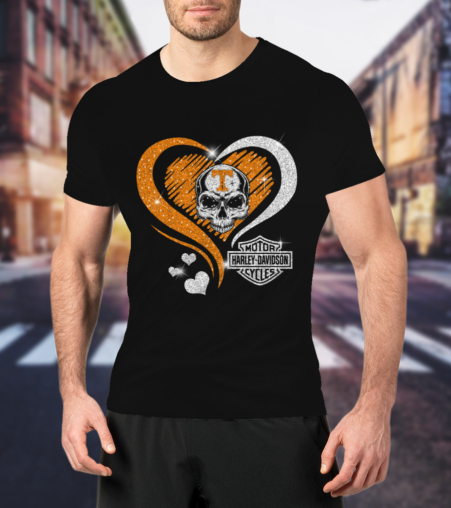 Tennessee Volunteers Skull Heart Harley Davidson T-Shirt