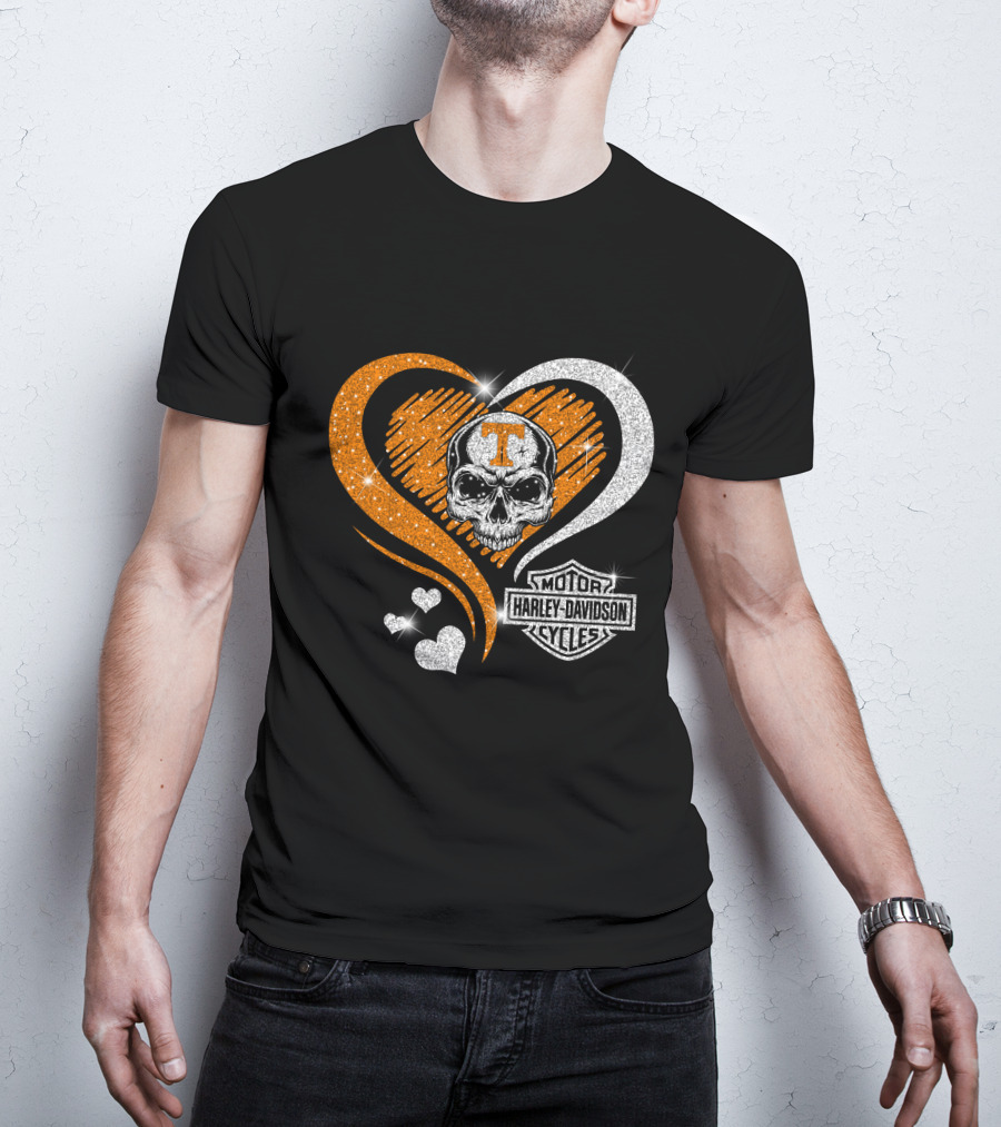 Tennessee Volunteers Skull Heart Harley Davidson T-Shirt