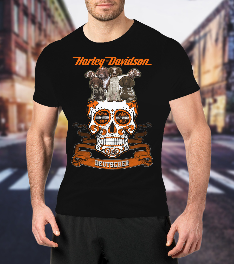 Harley Davidson Deutscher Hl Dog German Shorthaired Pointer T-Shirt