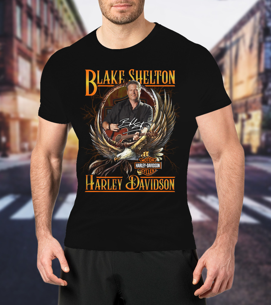Blake Shelton Harley Davidson Motor Cycles T-Shirt