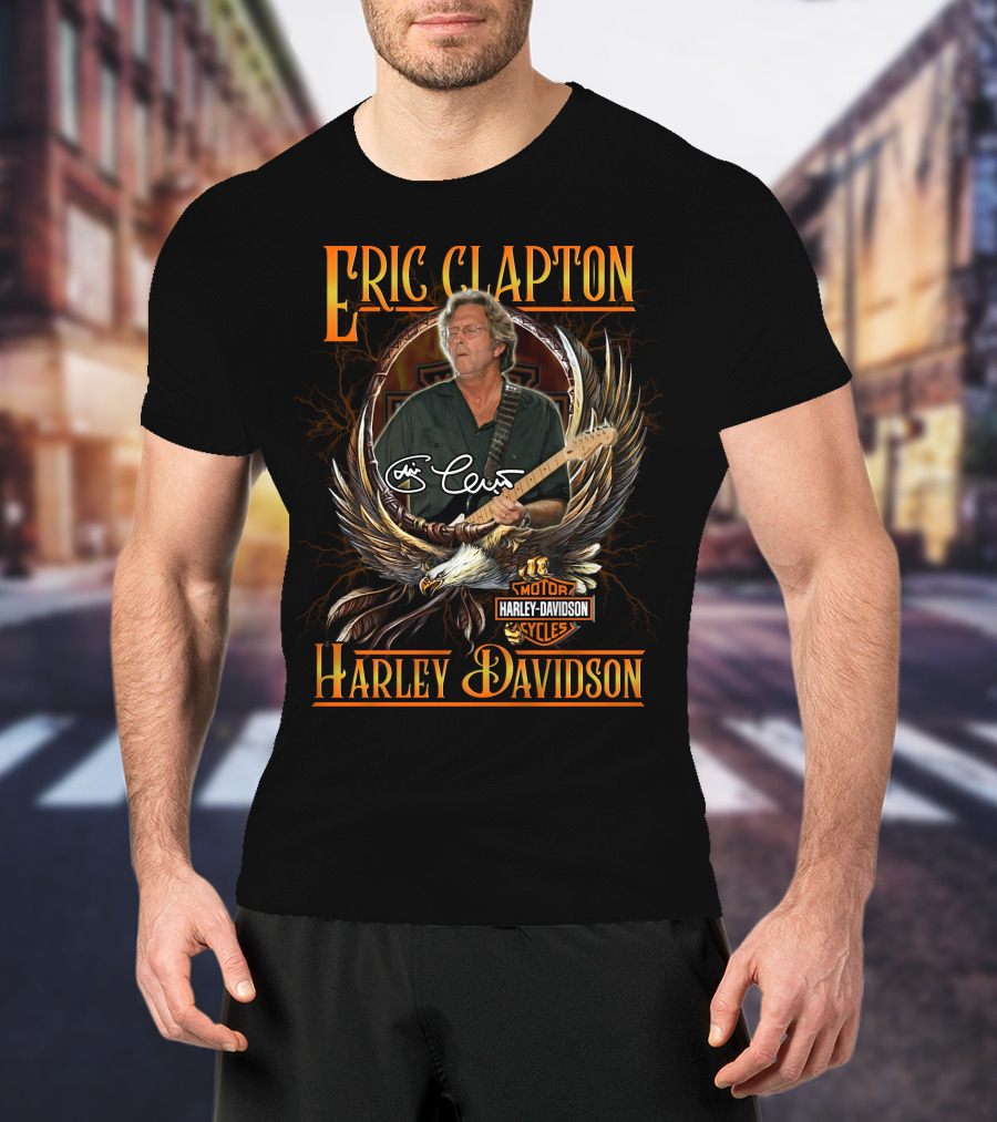 Eric Clapton Harley Davidson Motor Cycles Signature Eagle T-Shirt