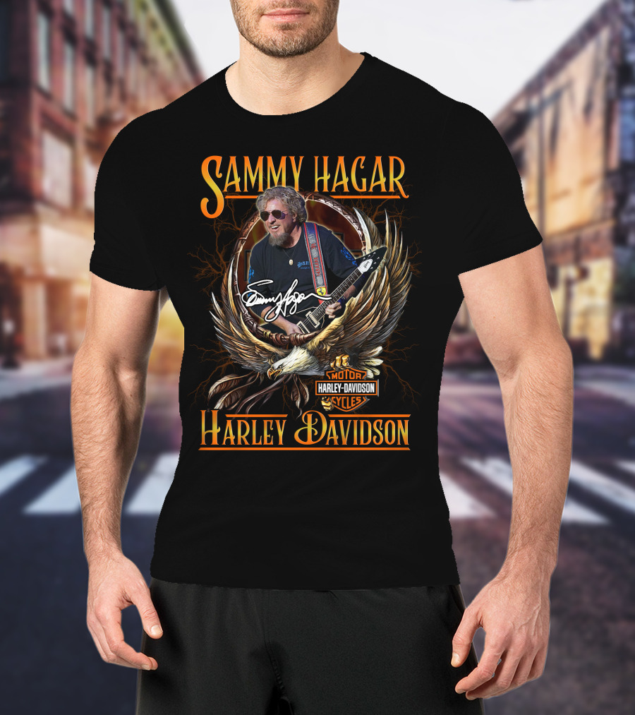 Sammy Hagar Harley Davidson Motor Cycles Eagle Guitar T-Shirt