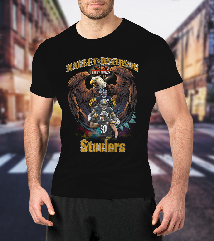 Harley Davidson Motor Cycles Eagle Pittsburgh Steelers T-Shirt