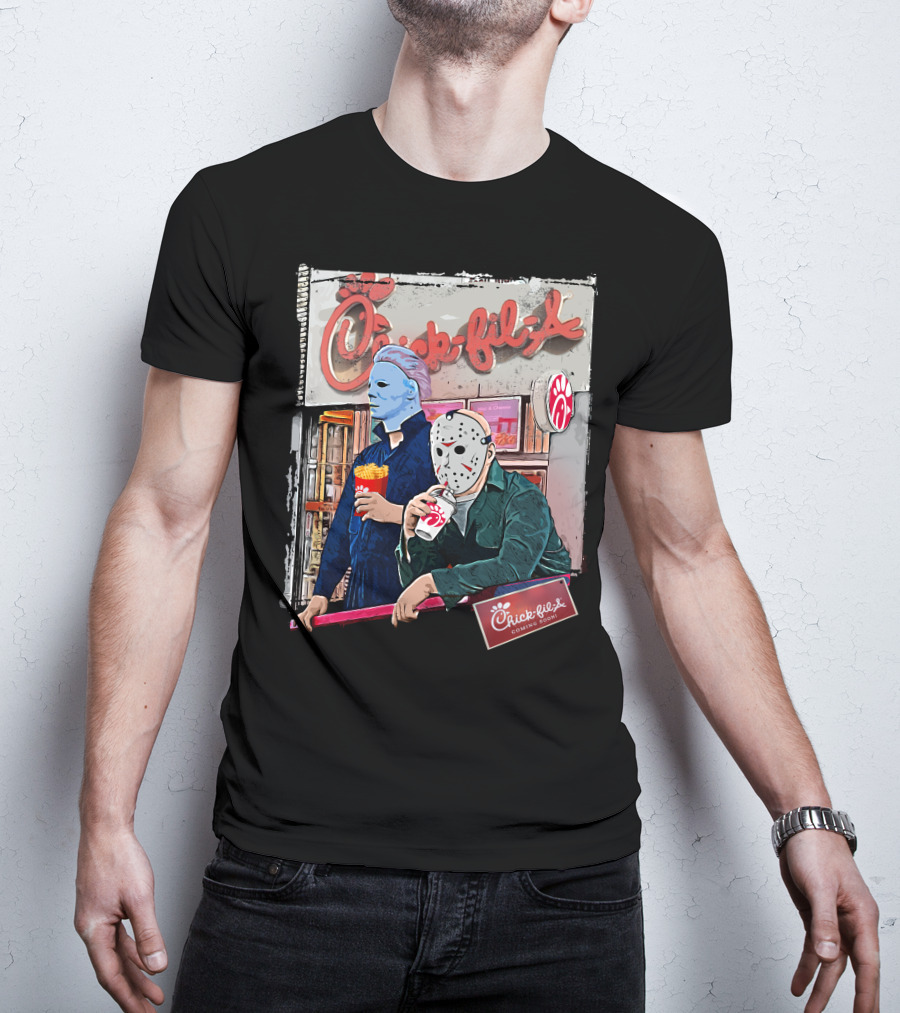 Chick-fil-A Halloween Horror Icons Eating T-Shirt