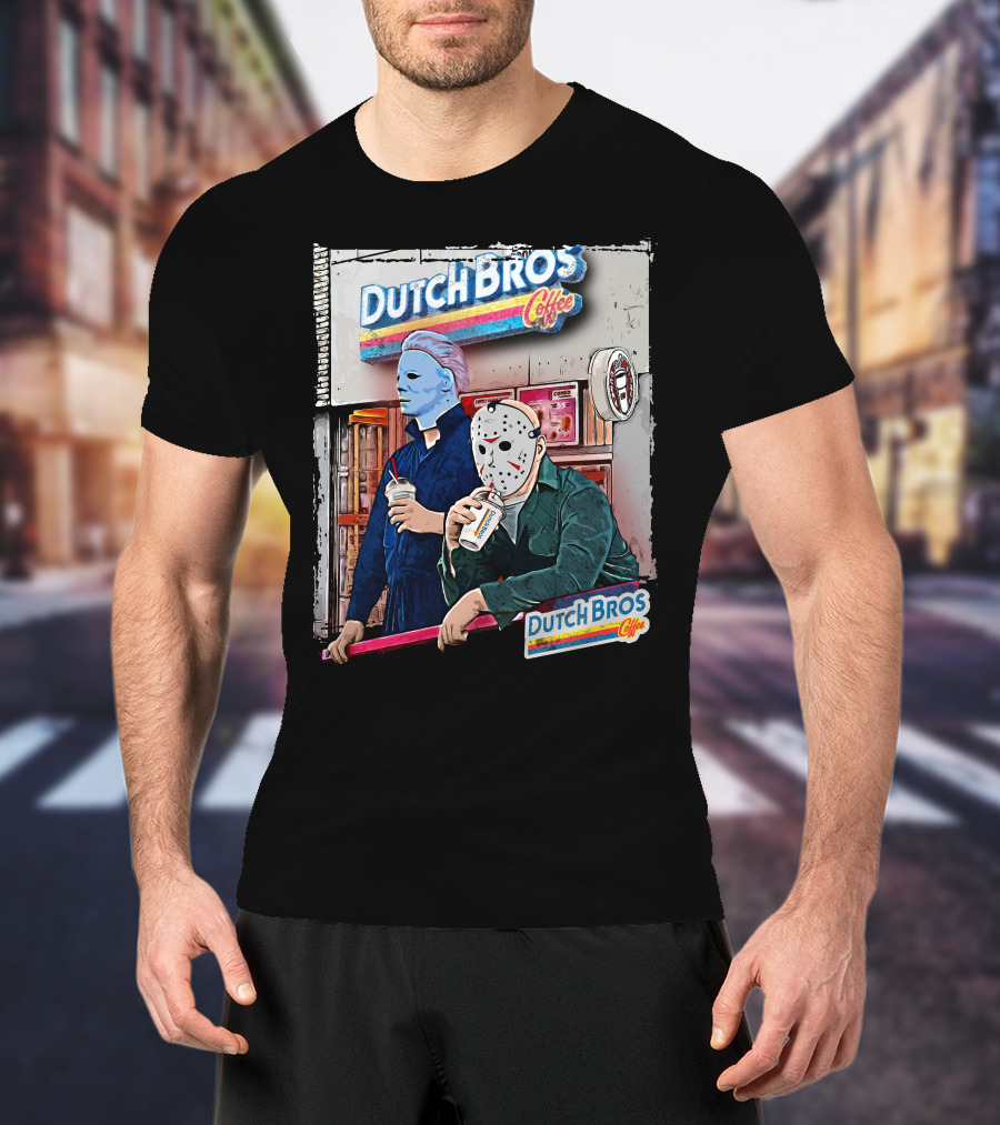 Dutch Bros Coffee Horror Characters Retro 80s T-Shirt