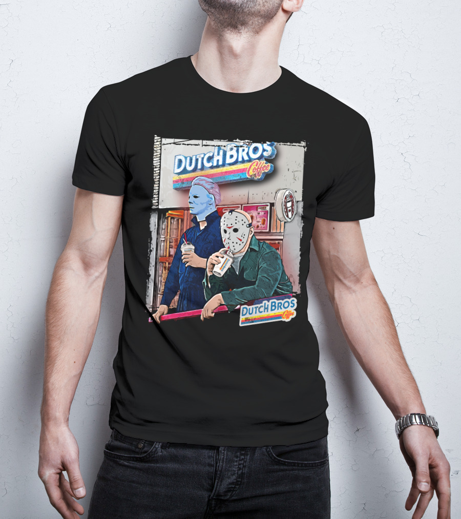 Dutch Bros Coffee Horror Characters Retro 80s T-Shirt