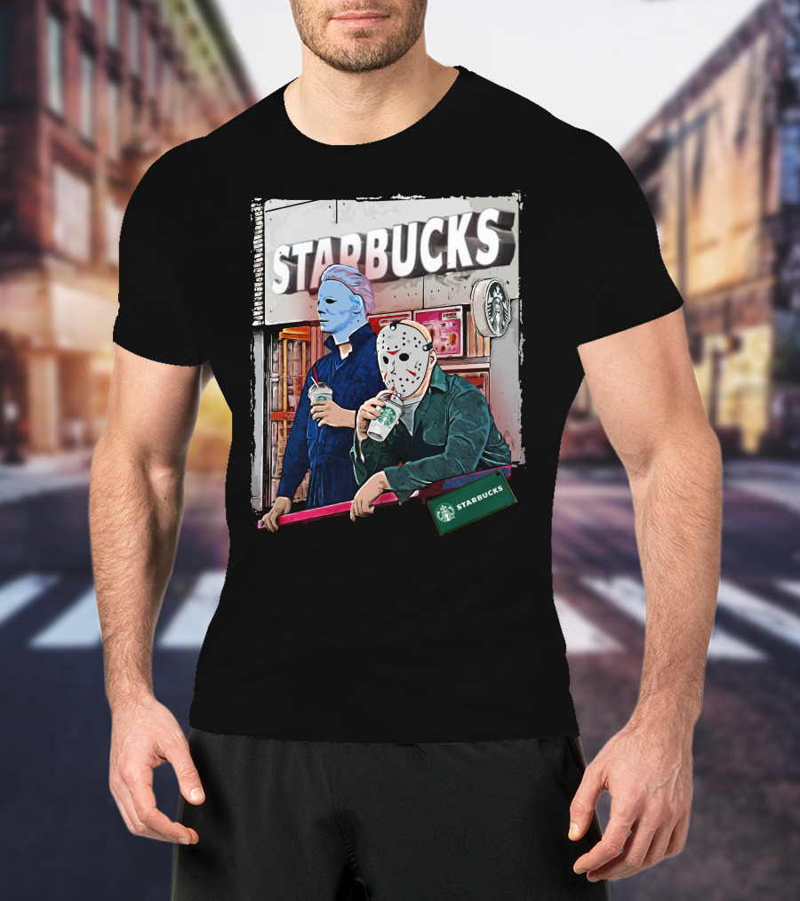Starbucks Michael Myers Jason Voorhees Coffee Break T-Shirt