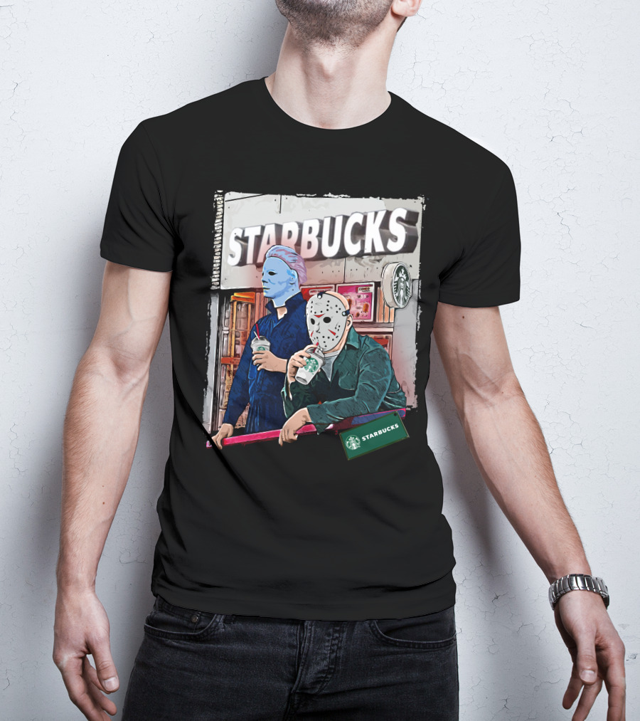 Starbucks Michael Myers Jason Voorhees Coffee Break T-Shirt