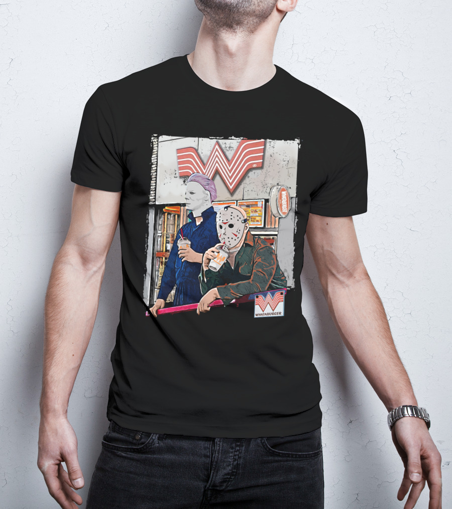 WAB HLW Whataburger Horror Icons With Michael And Hockey Mask T-Shirt