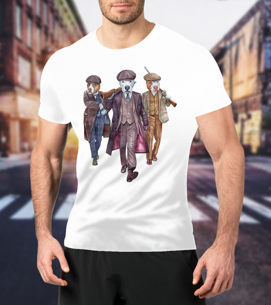 Peaky Blinders Dogs Illustrated In Vintage Suits And Hats T-Shirt