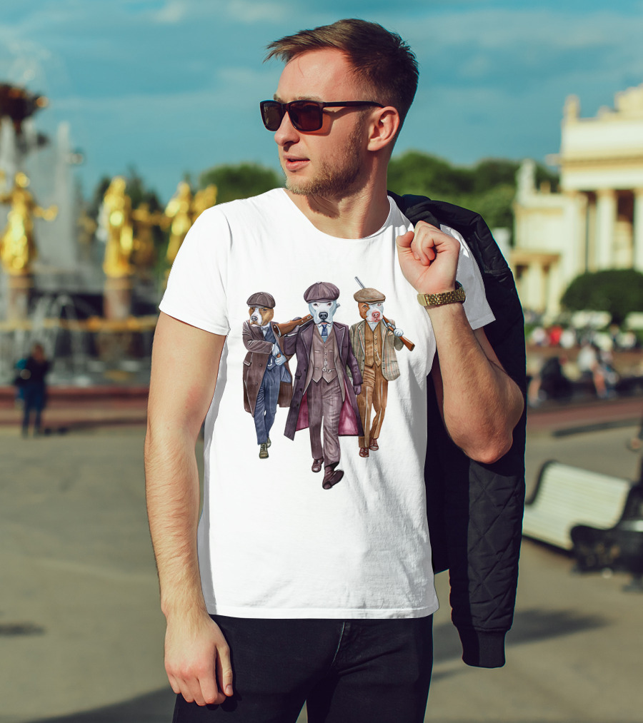Peaky Blinders Dogs Illustrated In Vintage Suits And Hats T-Shirt