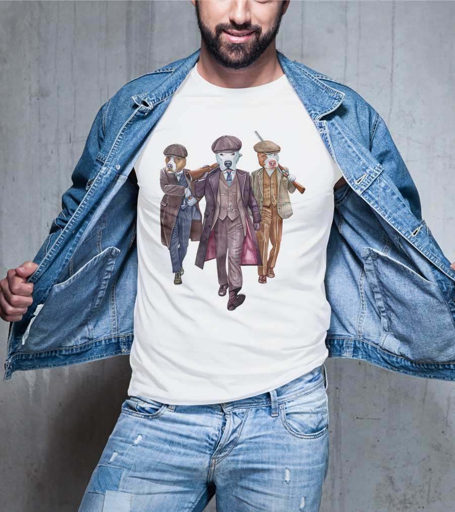 Peaky Blinders Dogs Illustrated In Vintage Suits And Hats T-Shirt