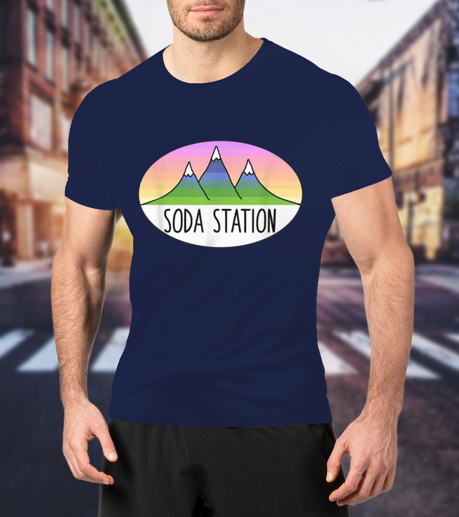 Retro Mountain Stripe Soda Station T-Shirt