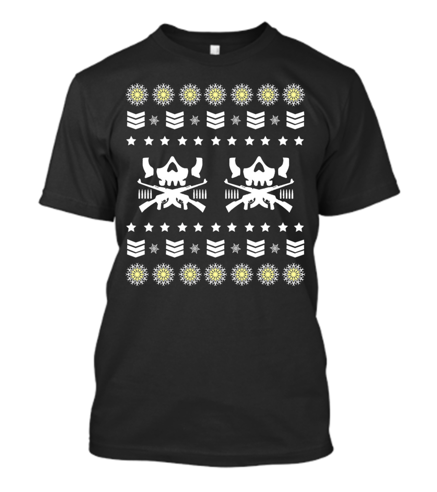 Christmas Ugly Bullet Club Skull And Crossed Rifles T-Shirt
