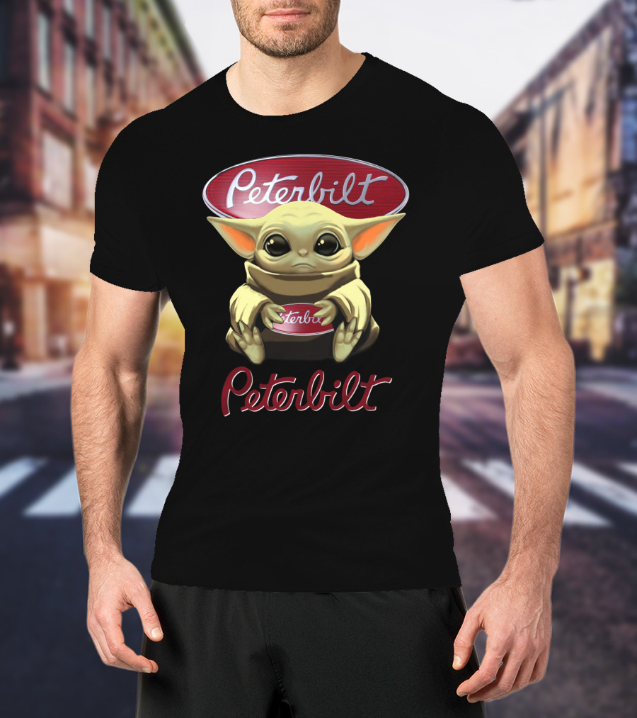 Peterbilt Yoda Holding Peterbilt Logo Star Wars Crossover T-Shirt