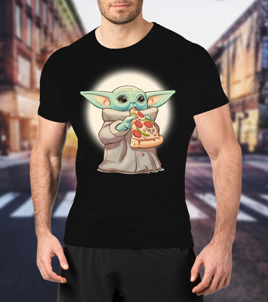 Yoda Eating Pizza Slice Adorable T-Shirt