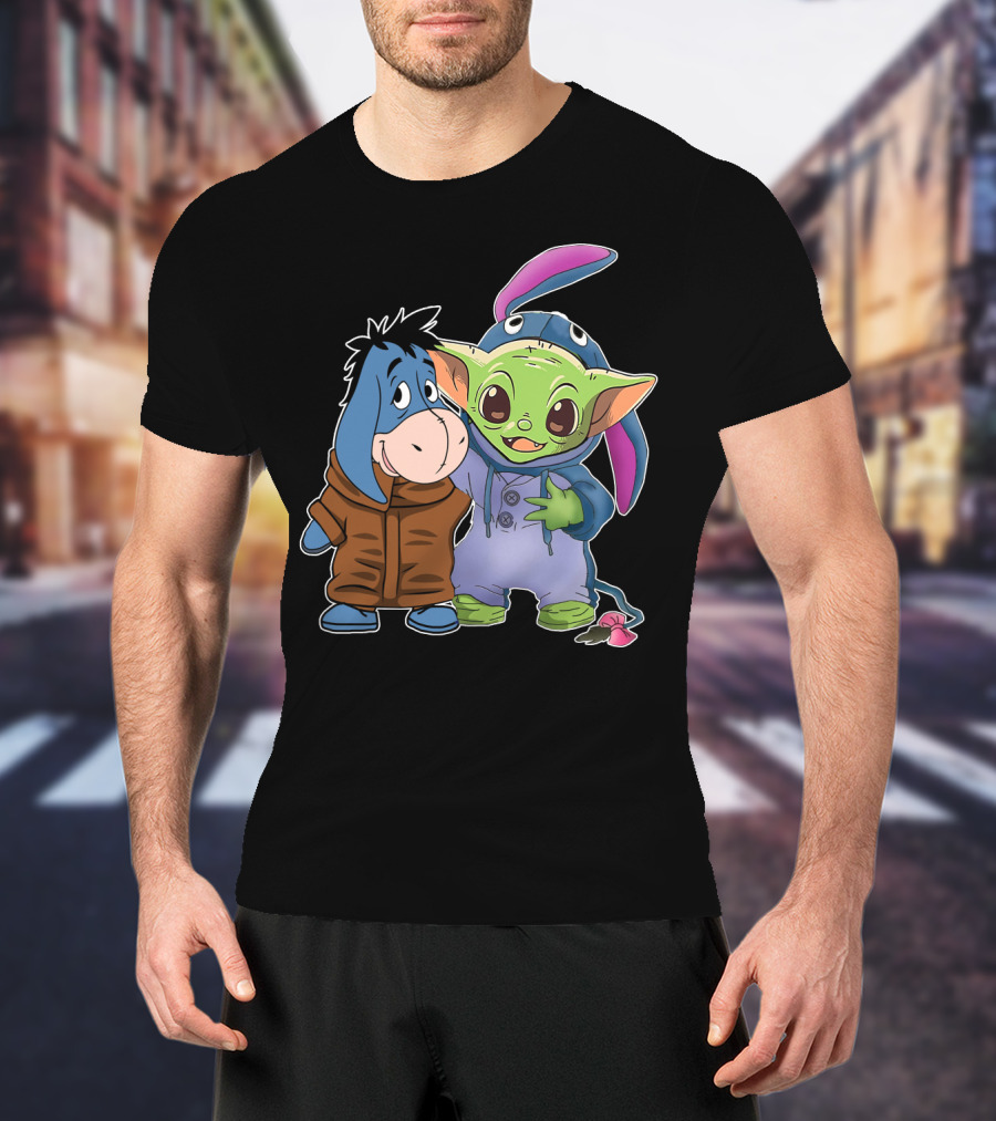 Eeyore And Baby Yoda In Stitch T-Shirt