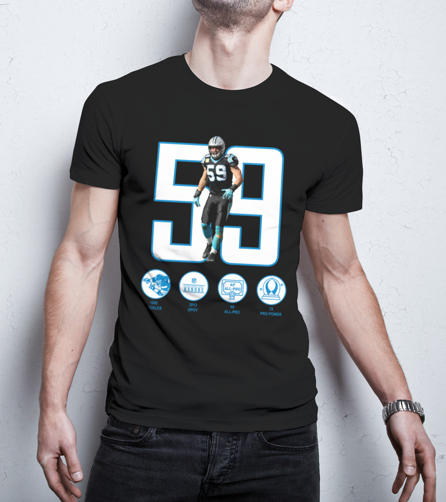 Luke Kuechly 59 1092 Tackles 2013 DPOY 5x All-Pro 7x Pro Power T-Shirt