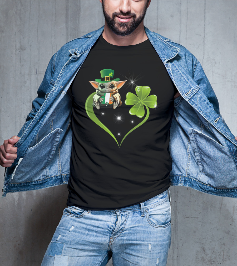 Yoda Shamrock Heart St. Patrick's Day T-Shirt
