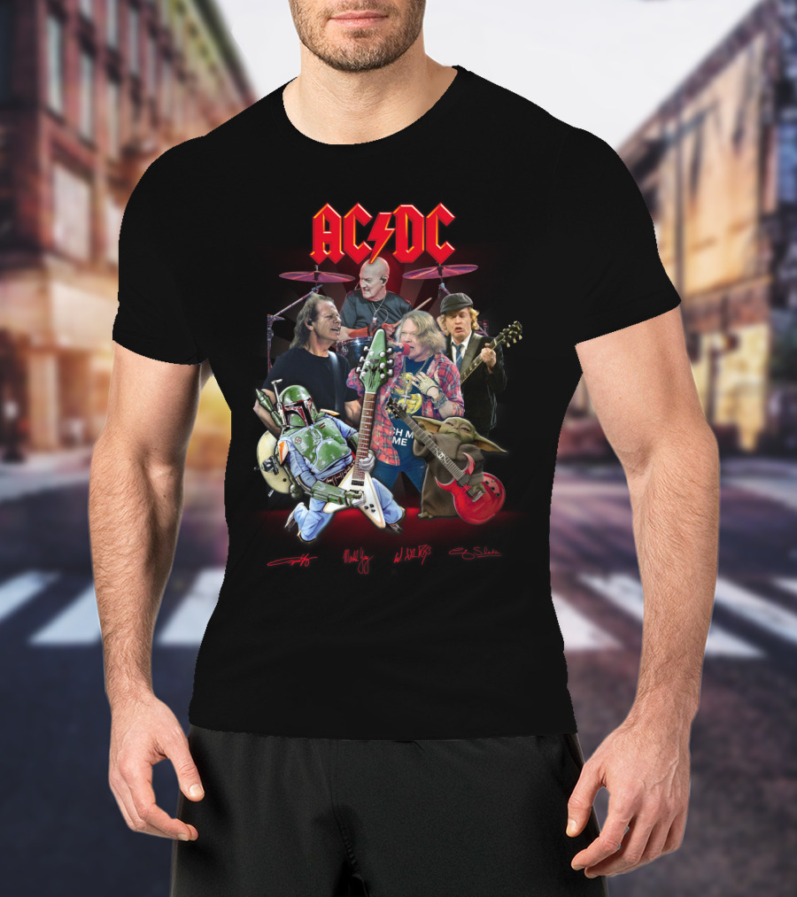 Ac Dc Star Wars Crossover Featuring Boba Fett And Grogu T-Shirt