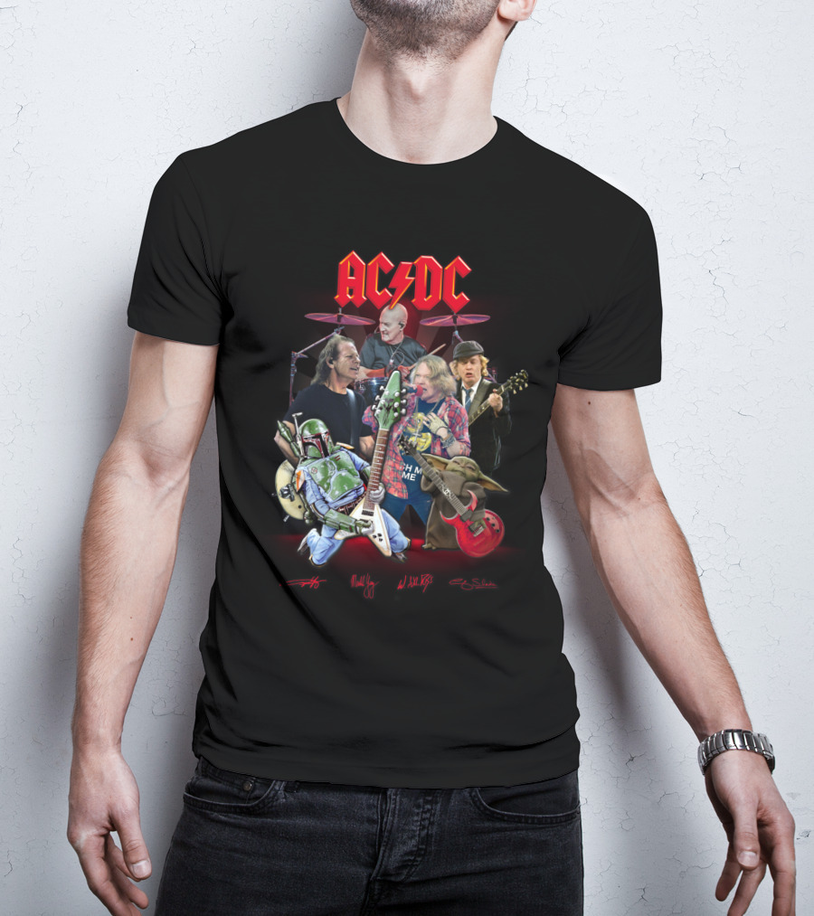 Ac Dc Star Wars Crossover Featuring Boba Fett And Grogu T-Shirt