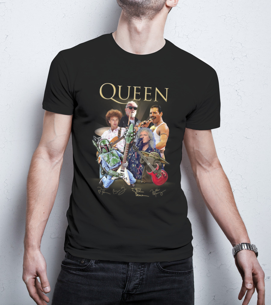 Queen 38 Band Boba Fett Baby Yoda Rock Legends T-Shirt