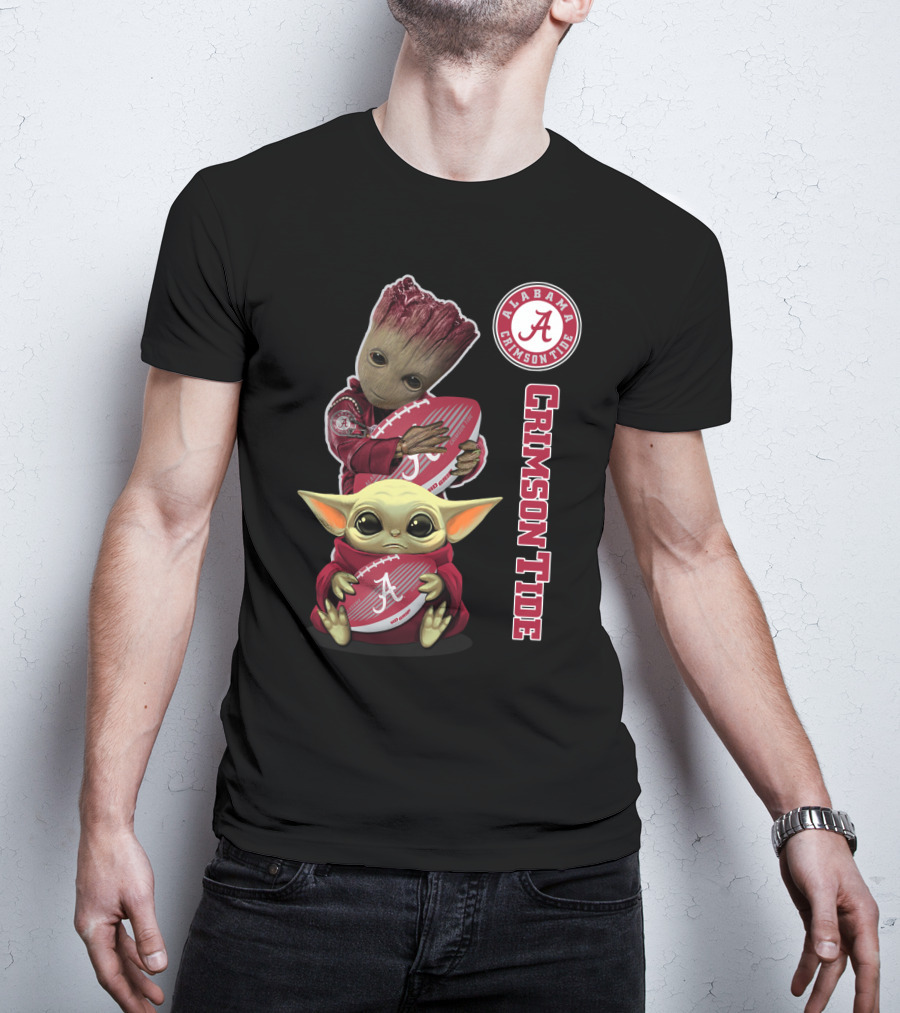 Alabama Crimson Tide Groot Baby Yoda Football T-Shirt