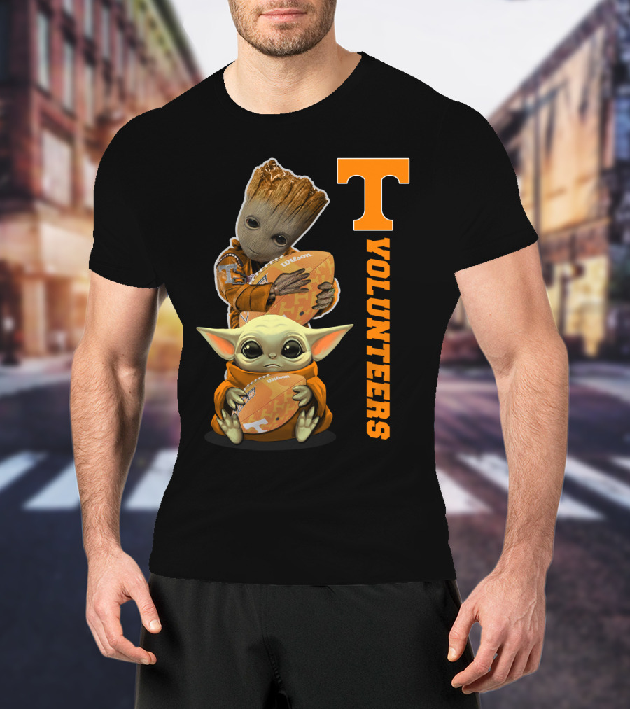 Volunteers 41 Tv Groot Baby Yoda Football T-Shirt